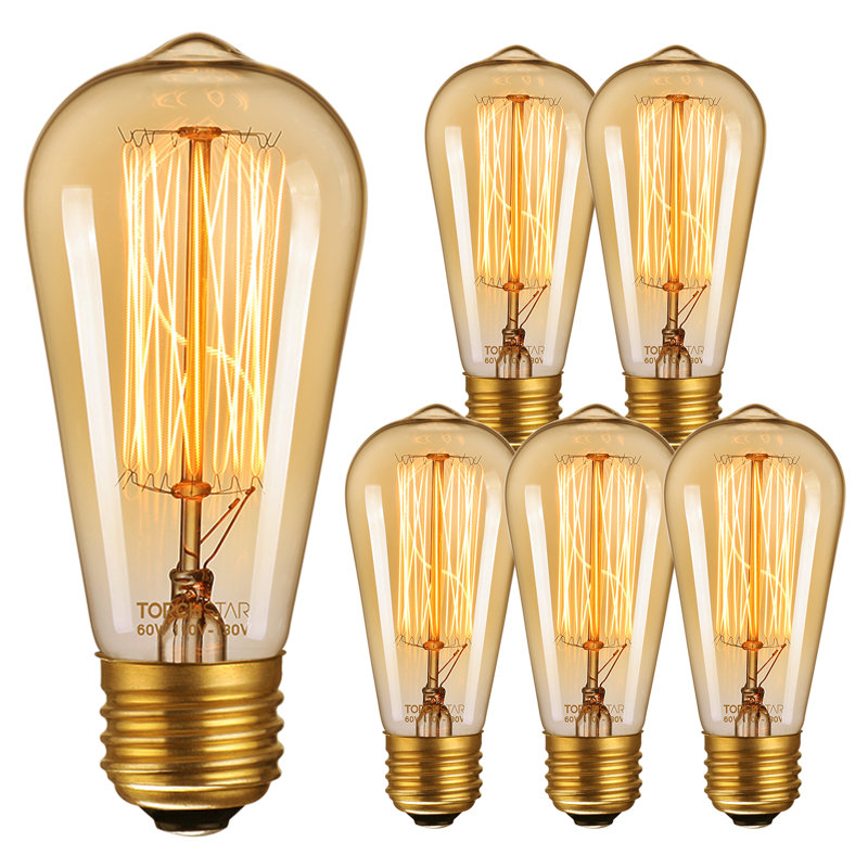 60 Watt, ST64 Incandescent, Dimmable Light Bulb, Warm White E26/Medium